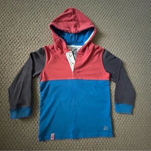 Mini Boden Blue, Gray, Red Colorblock Hoodie size 5-6
